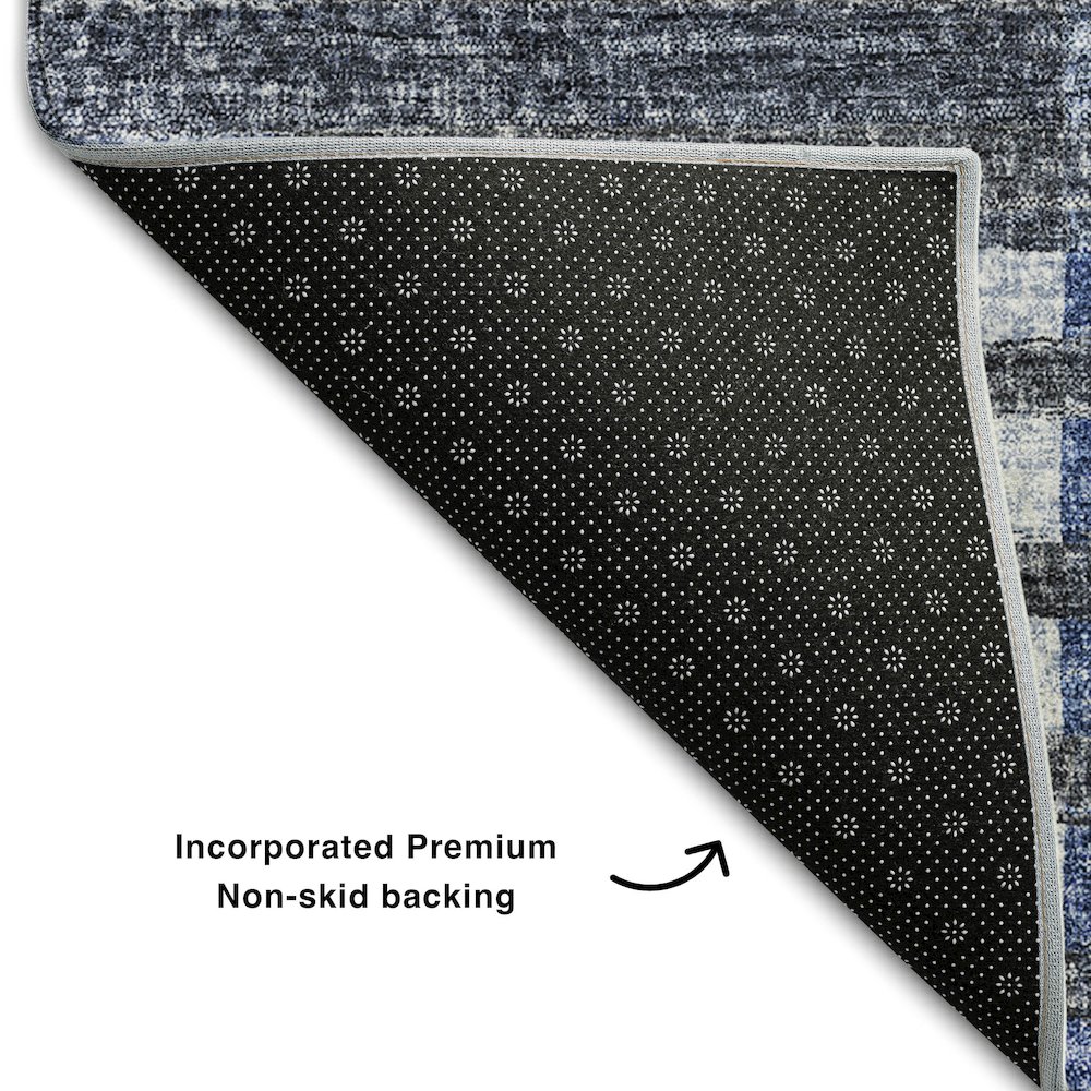 Premium Machine Washable Mayfield AMF687 Blue 3' x 5' Rug. Picture 2