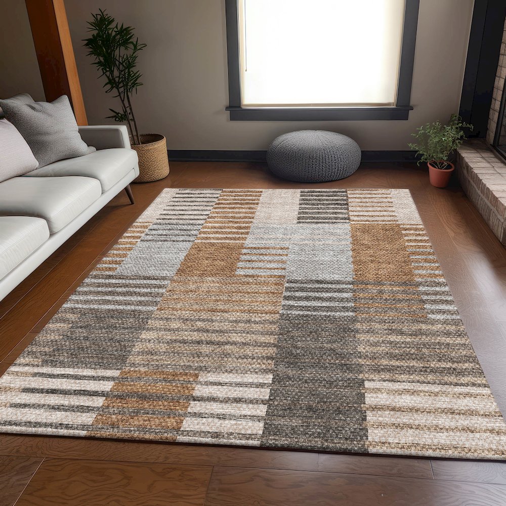 Premium Machine Washable Mayfield AMF687 Paprika 8' x 10' Rug. Picture 5