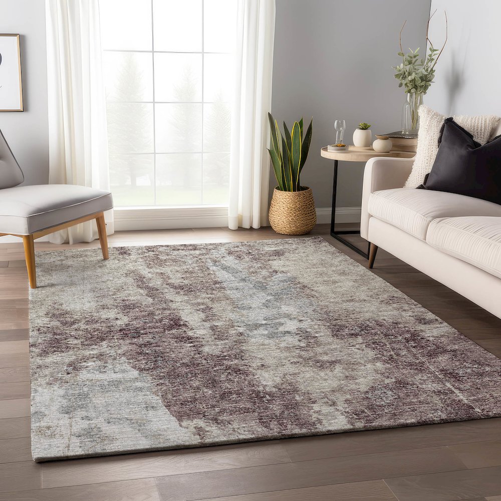 Premium Machine Washable Mayfield  Plum 8' x 10' Rug. Picture 5