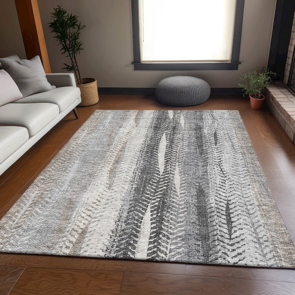 Premium Machine Washable Mayfield AMF693 Khaki 8' x 10' Rug. Picture 5