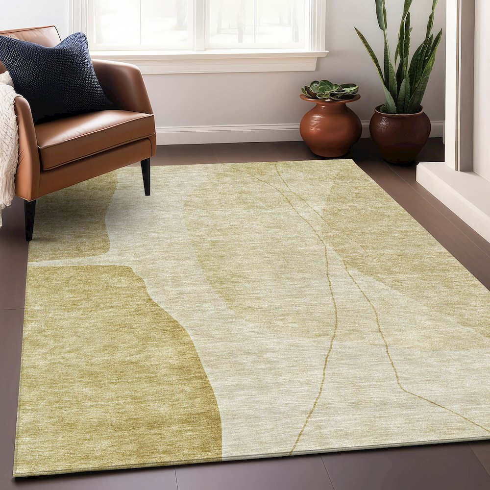 Premium Machine Washable Mayfield AMF696 Gold 8' x 10' Rug. Picture 6