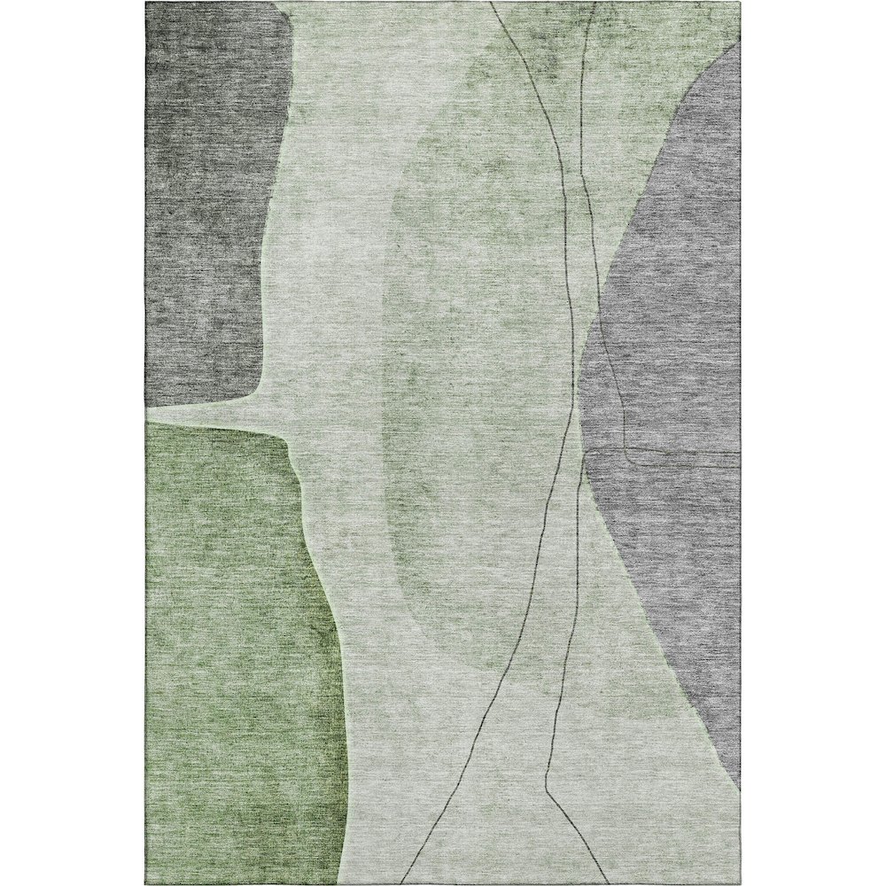 Premium Machine Washable Mayfield AMF696 Green 8' x 10' Rug. Picture 1