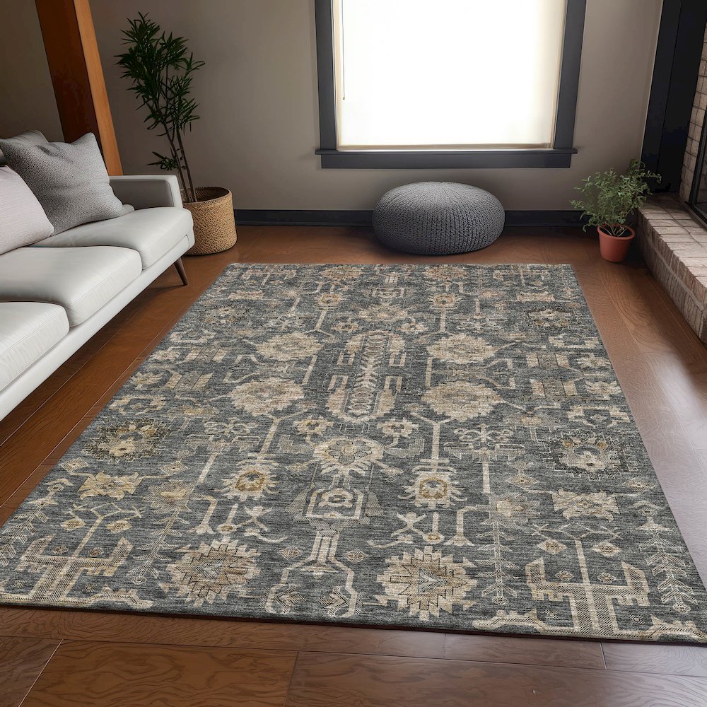 Premium Machine Washable Mayfield AMF697 Gray 8' x 10' Rug. Picture 5