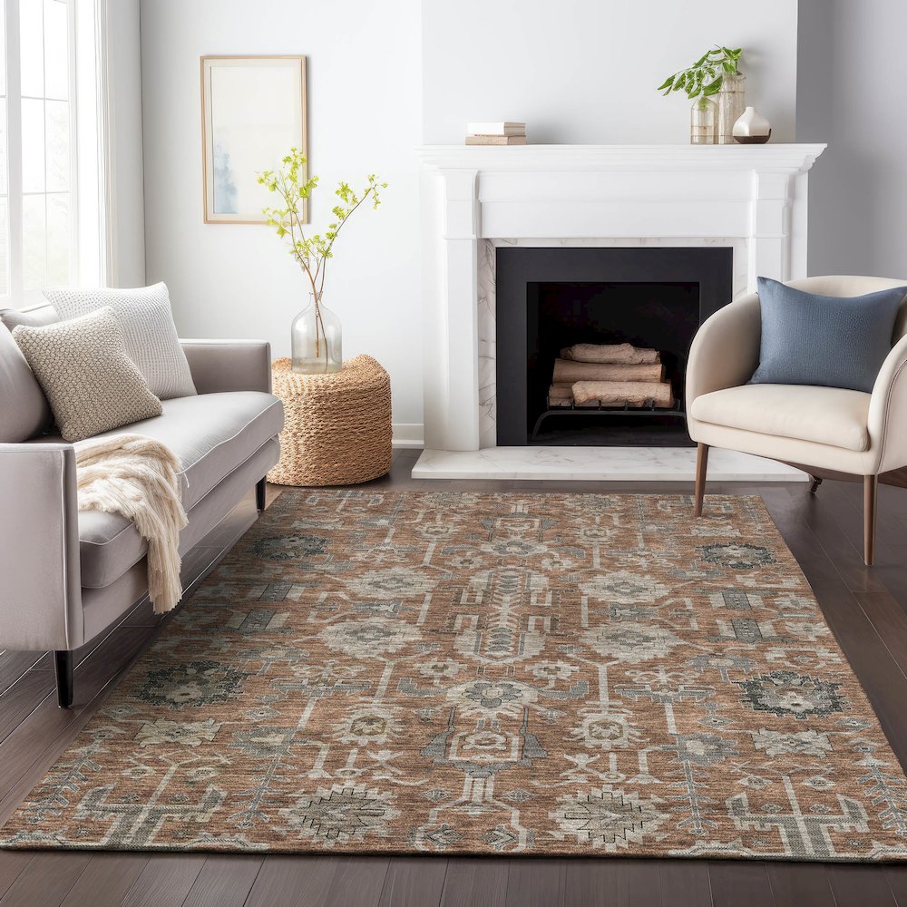 Premium Machine Washable Mayfield AMF697 Paprika 8' x 10' Rug. Picture 5