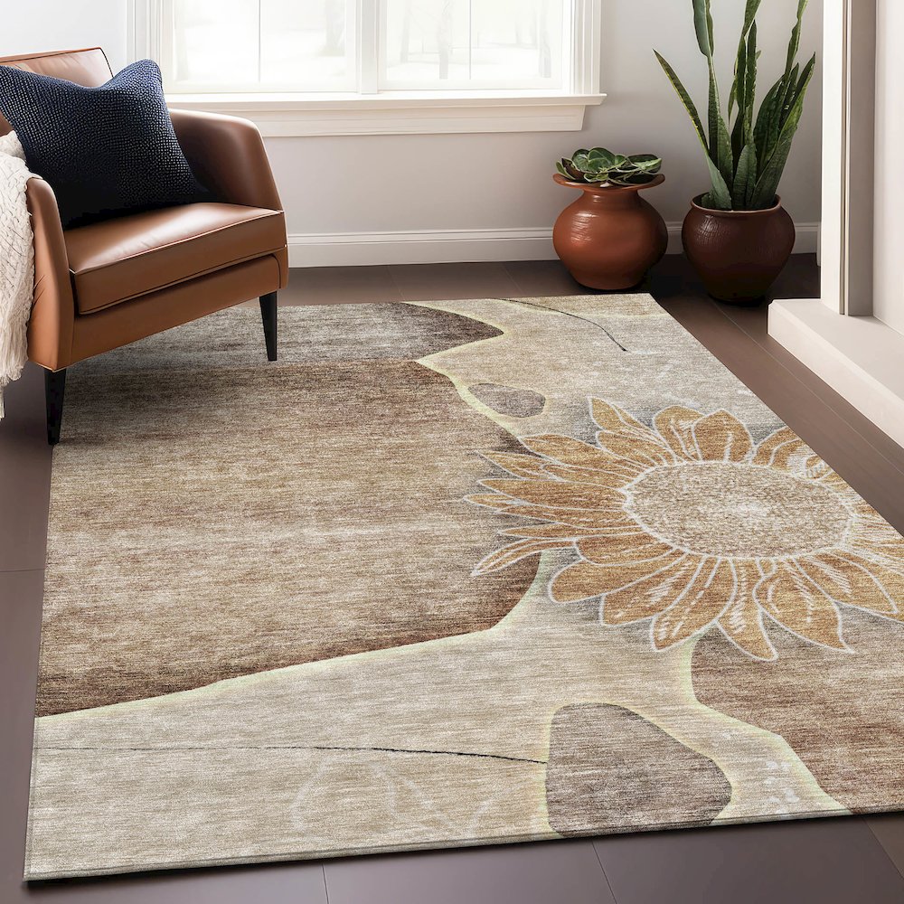 Premium Machine Washable Mayfield AMF700 Brown 8' x 10' Rug. Picture 6