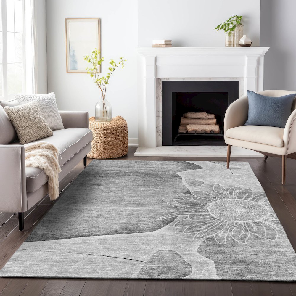 Premium Machine Washable Mayfield AMF700 Gray 8' x 10' Rug. Picture 5