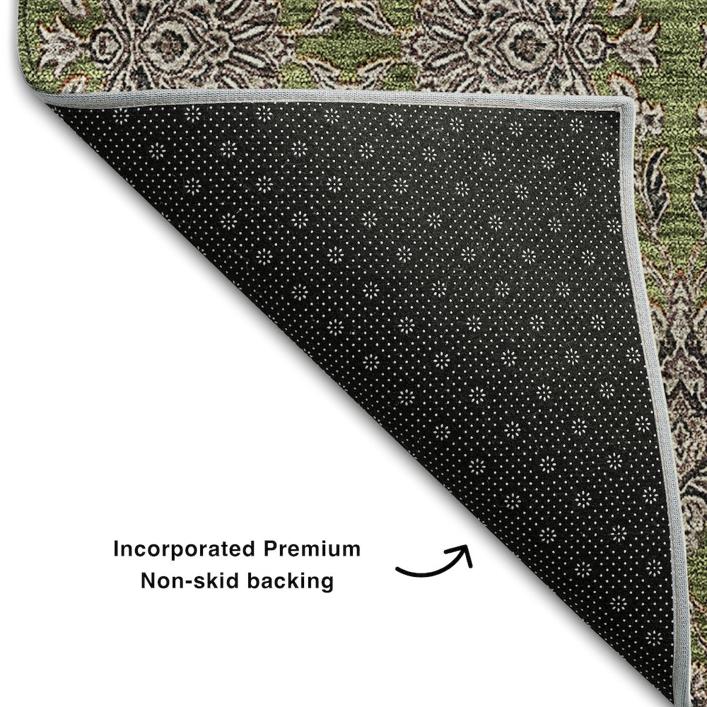 Premium Machine Washable Mayfield AMF702 Olive 3' x 5' Rug. Picture 2