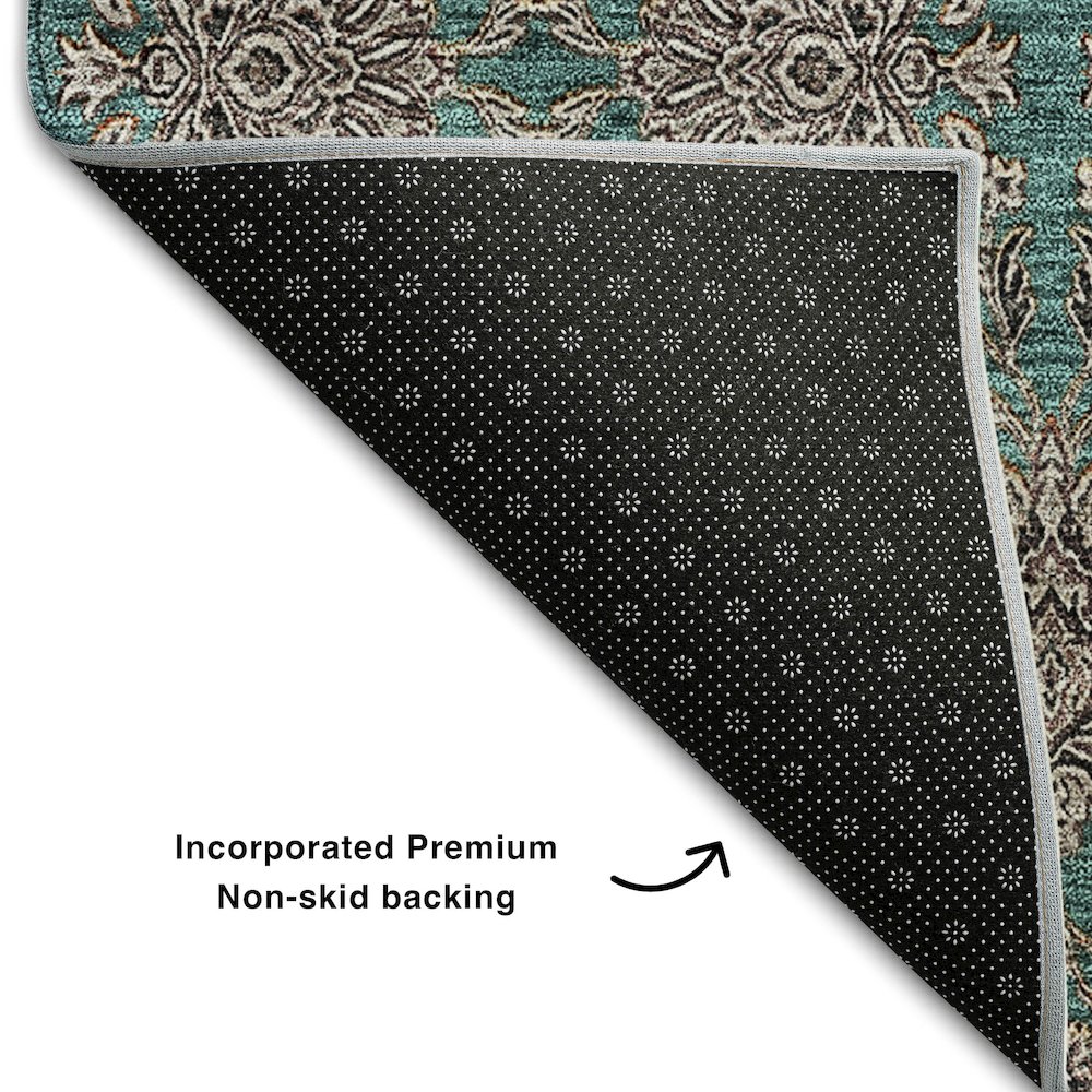 Premium Machine Washable Mayfield AMF702 Teal 3' x 5' Rug. Picture 2