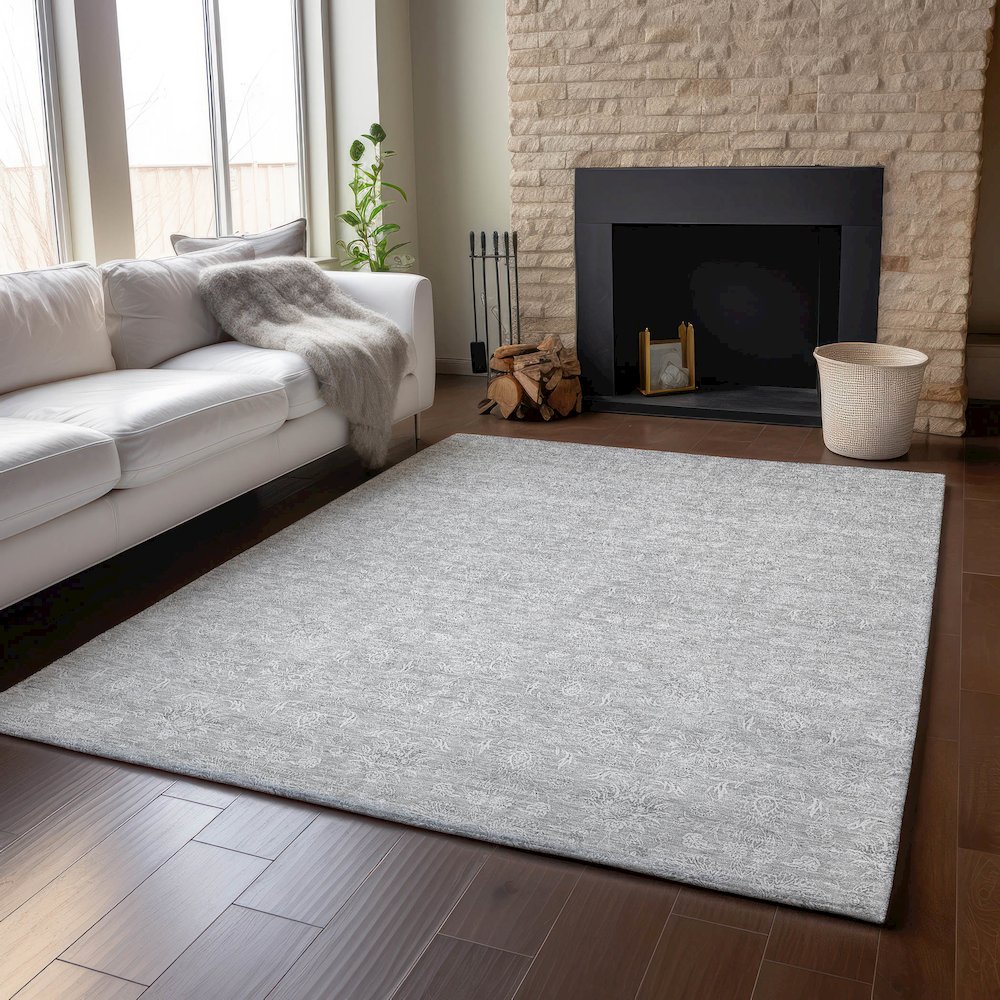 Premium Machine Washable Mayfield AMF703 Silver 8' x 10' Rug. Picture 6