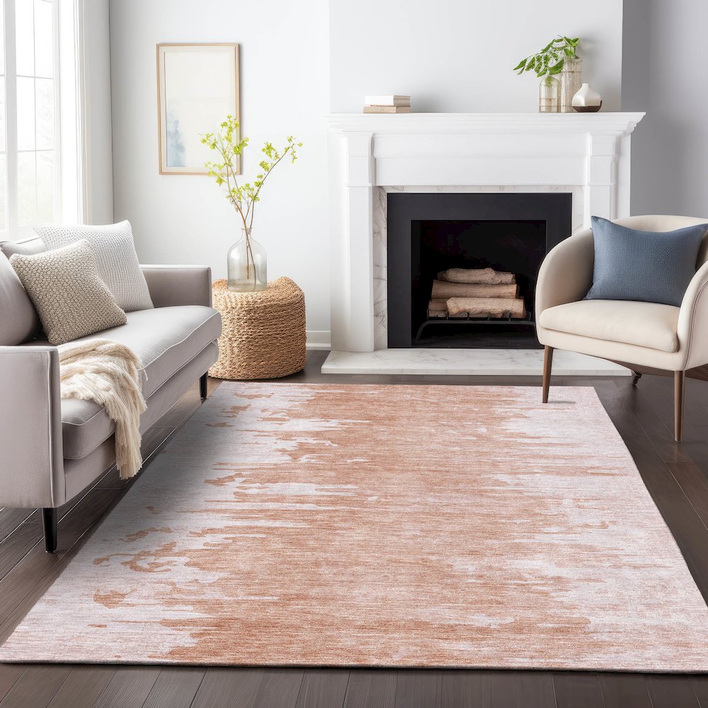 Premium Machine Washable Mayfield AMF705 Terracotta 8' x 10' Rug. Picture 5
