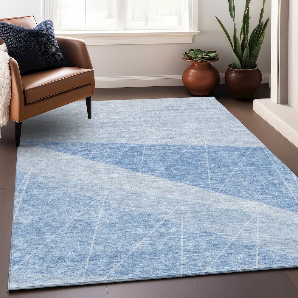 Premium Machine Washable Mayfield AMF706 Sky 8' x 10' Rug. Picture 6