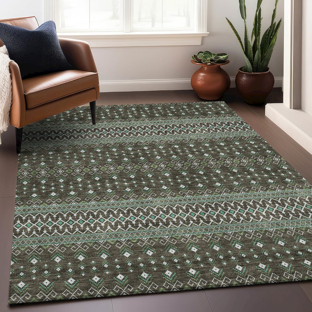 Premium Machine Washable Mayfield AMF708 Brown 8' x 10' Rug. Picture 6