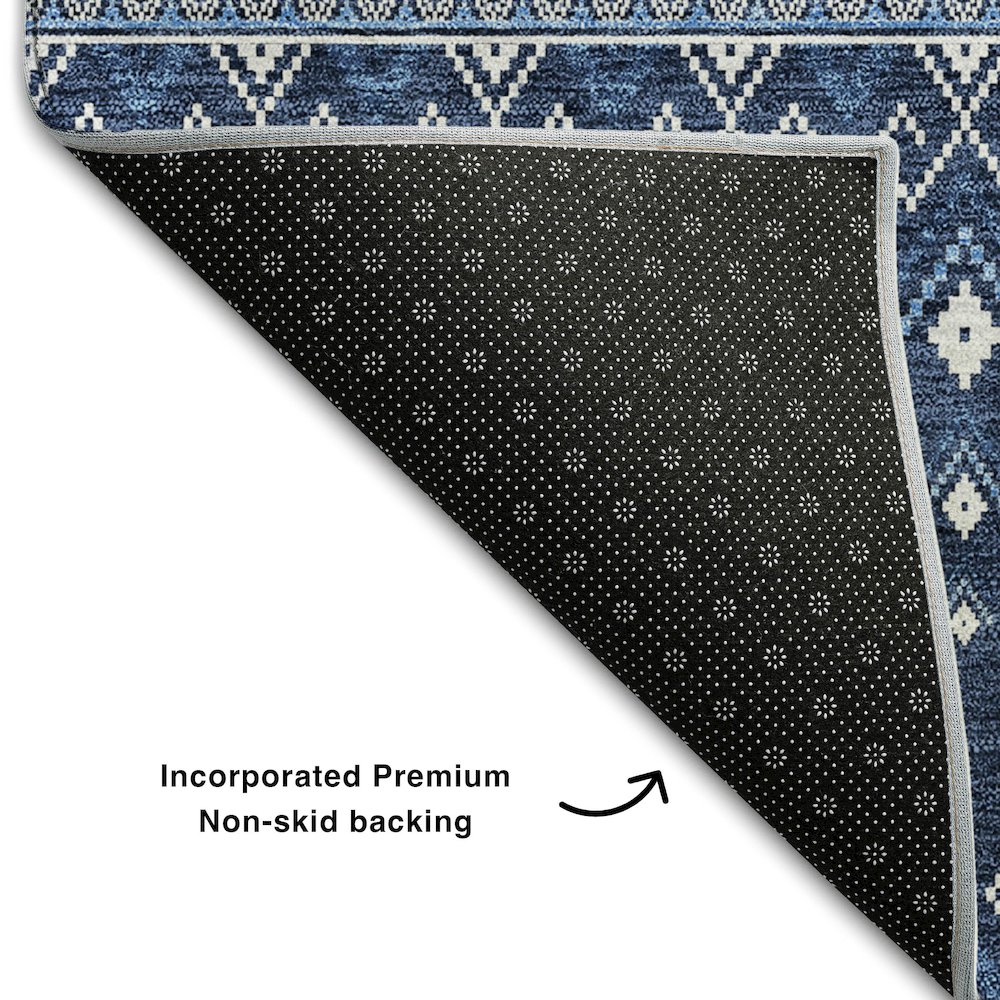 Premium Machine Washable Mayfield AMF708 Navy 3' x 5' Rug. Picture 2