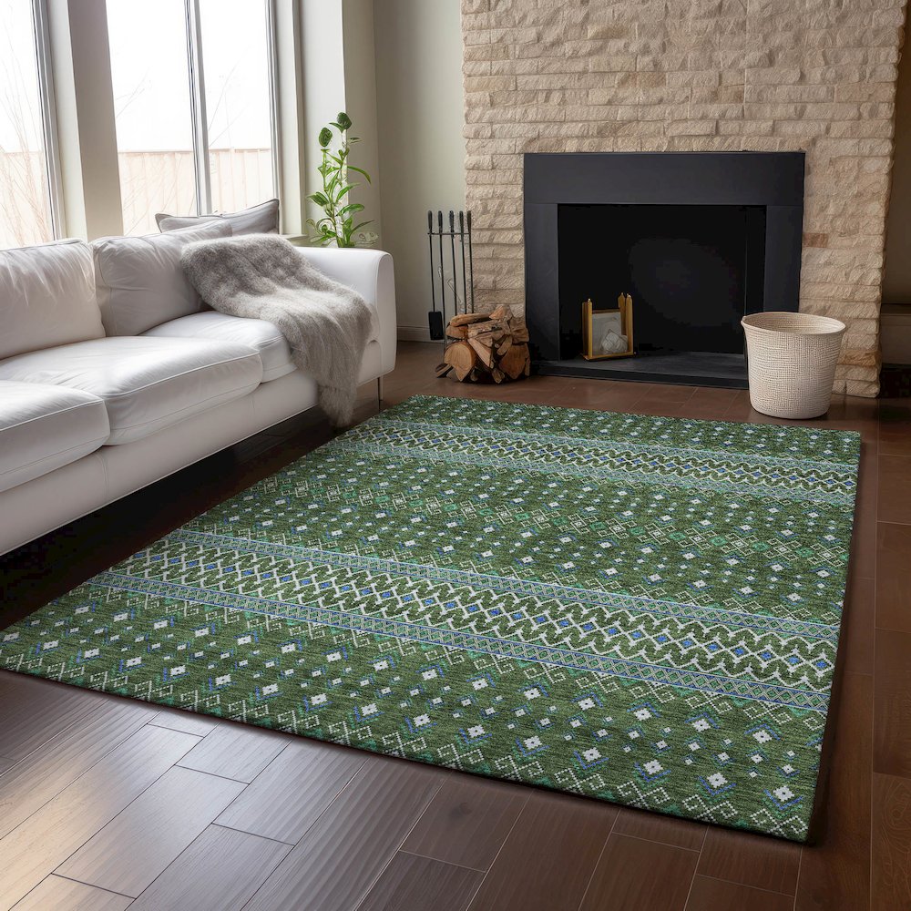 Premium Machine Washable Mayfield AMF708 Olive 8' x 10' Rug. Picture 6
