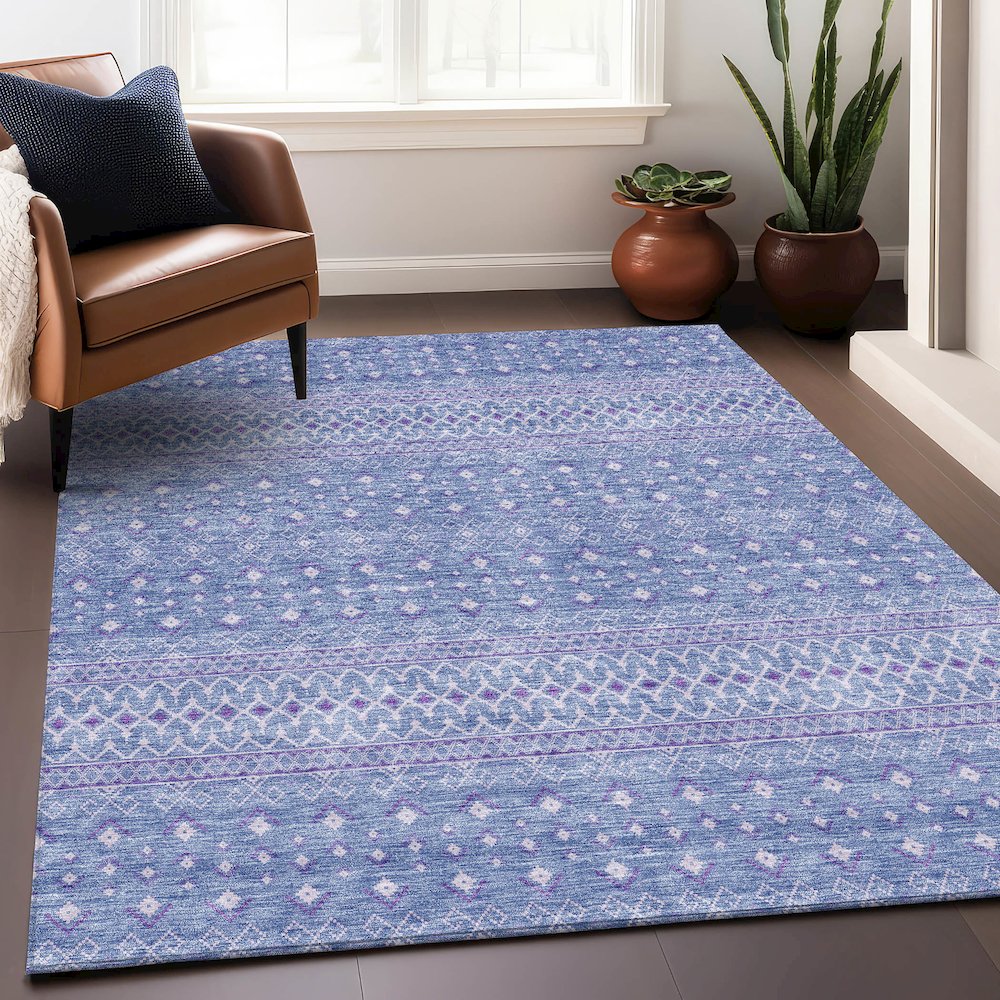 Premium Machine Washable Mayfield AMF709 Sky 8' x 10' Rug. Picture 6