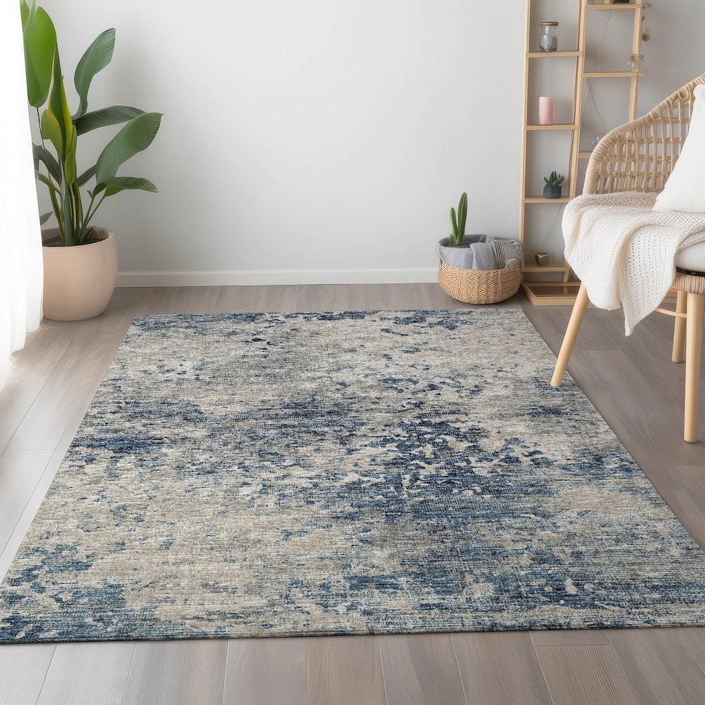 Premium Machine Washable Mayfield  Blue 8' x 10' Rug. Picture 5