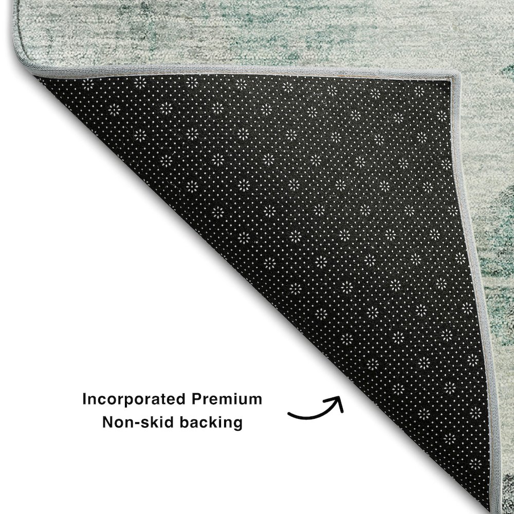 Premium Machine Washable Mayfield AMF710 Teal 3' x 5' Rug. Picture 2