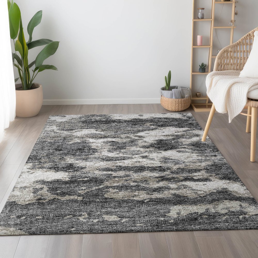 Premium Machine Washable Mayfield  Black 8' x 10' Rug. Picture 5