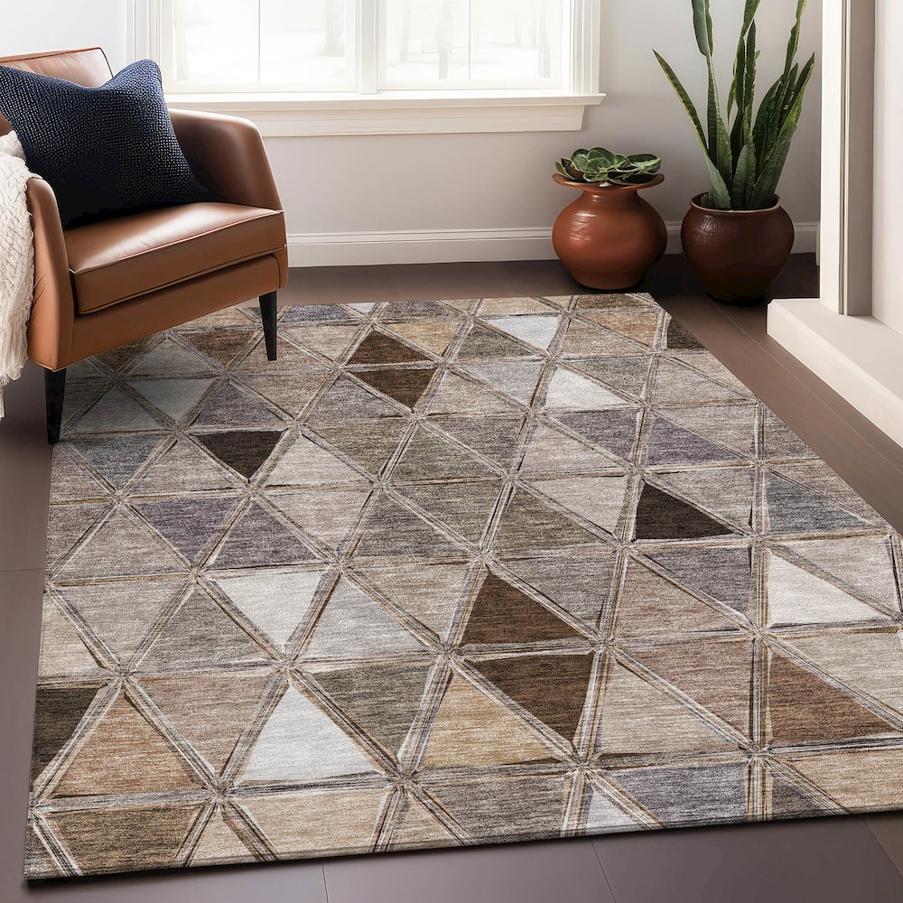 Premium Machine Washable Mayfield AMF722 Brown 8' x 10' Rug. Picture 6