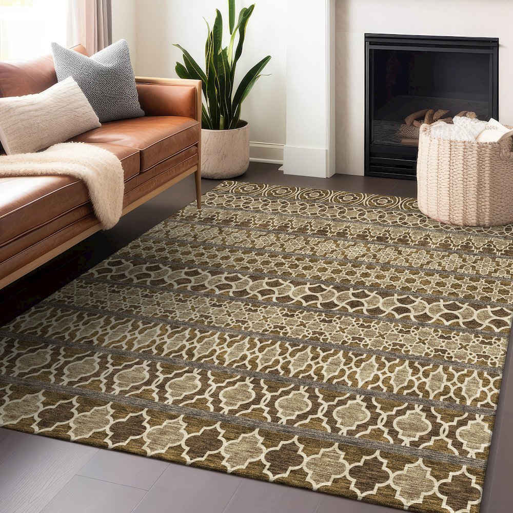 Premium Machine Washable Mayfield AMF726 Mocha 8' x 10' Rug. Picture 6
