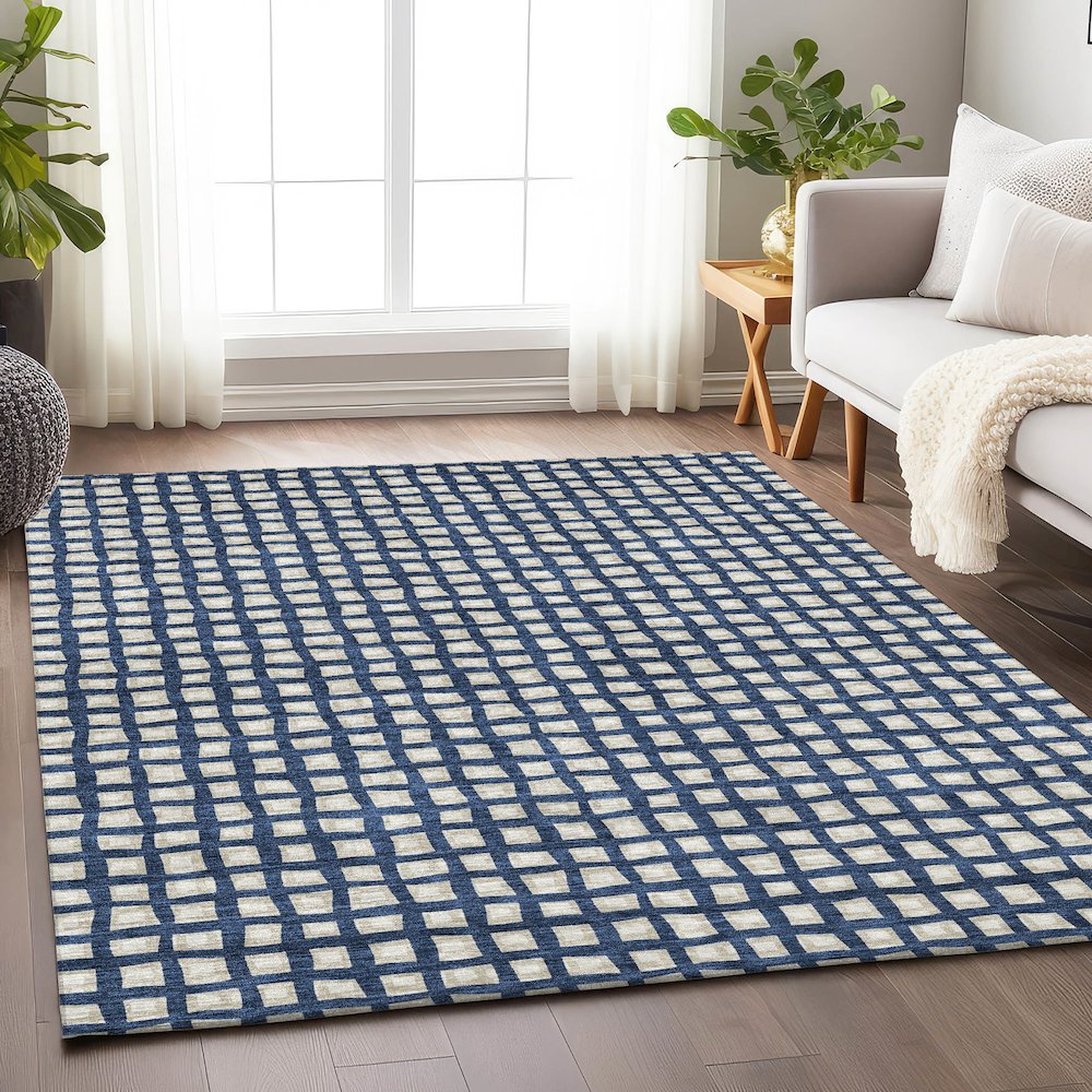 Premium Machine Washable Mayfield AMF727 Blue 8' x 10' Rug. Picture 5