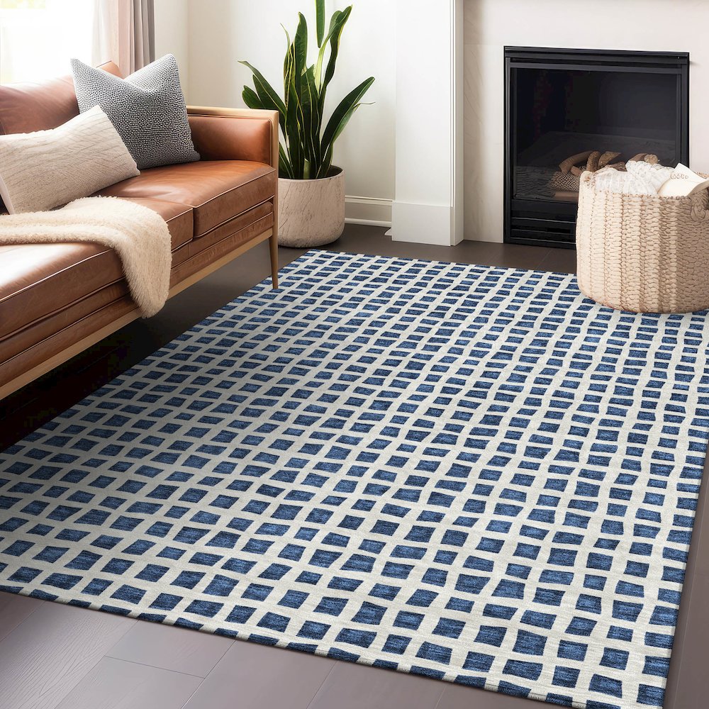 Premium Machine Washable Mayfield AMF727 Navy 8' x 10' Rug. Picture 6