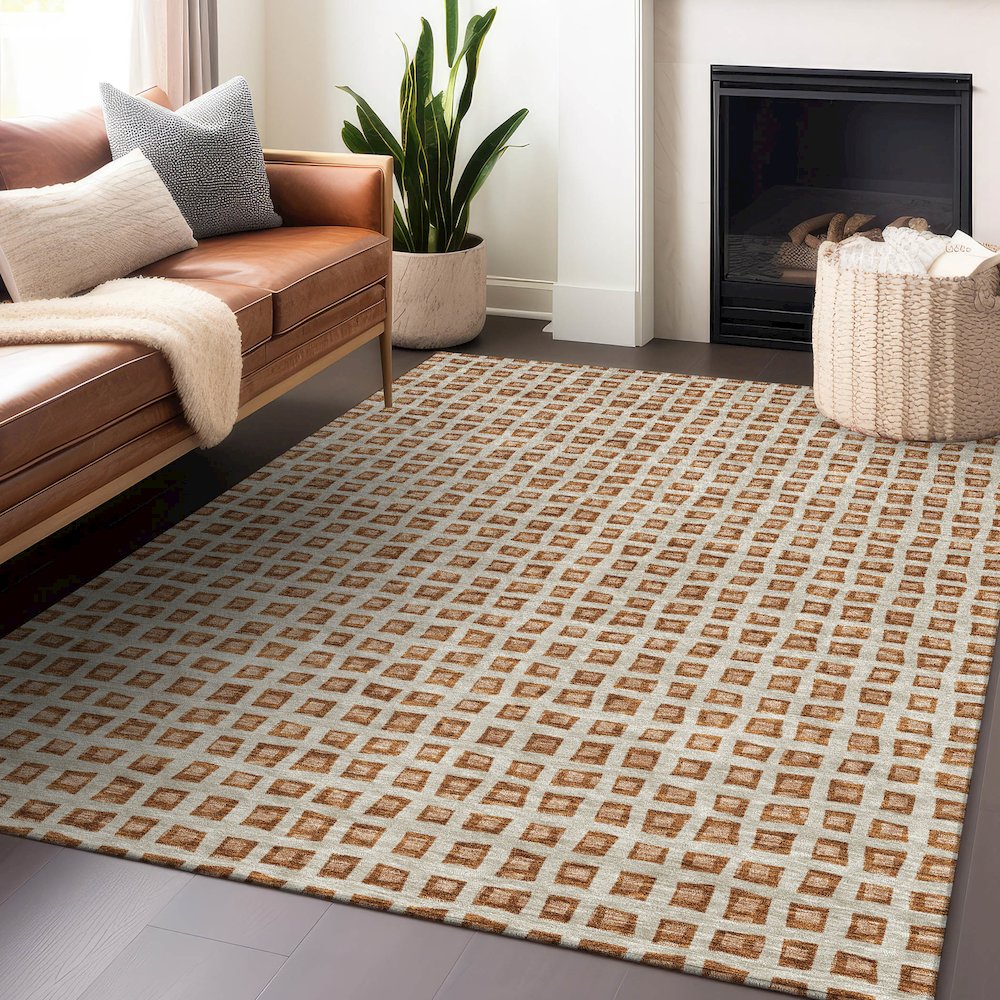 Premium Machine Washable Mayfield AMF727 Paprika 8' x 10' Rug. Picture 6