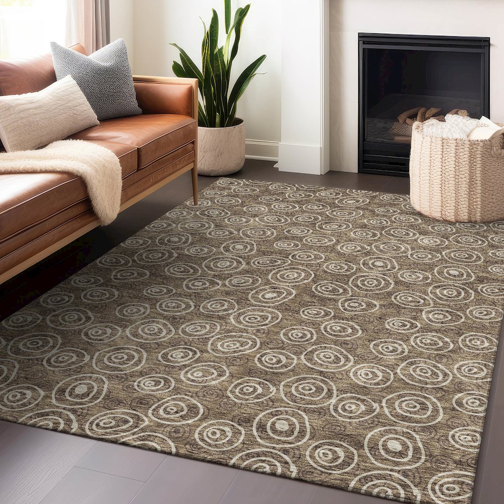 Premium Machine Washable Mayfield AMF728 Brown 8' x 10' Rug. Picture 6