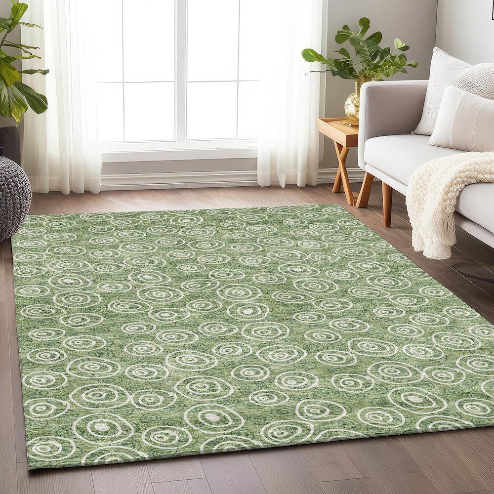 Premium Machine Washable Mayfield AMF728 Green 8' x 10' Rug. Picture 5