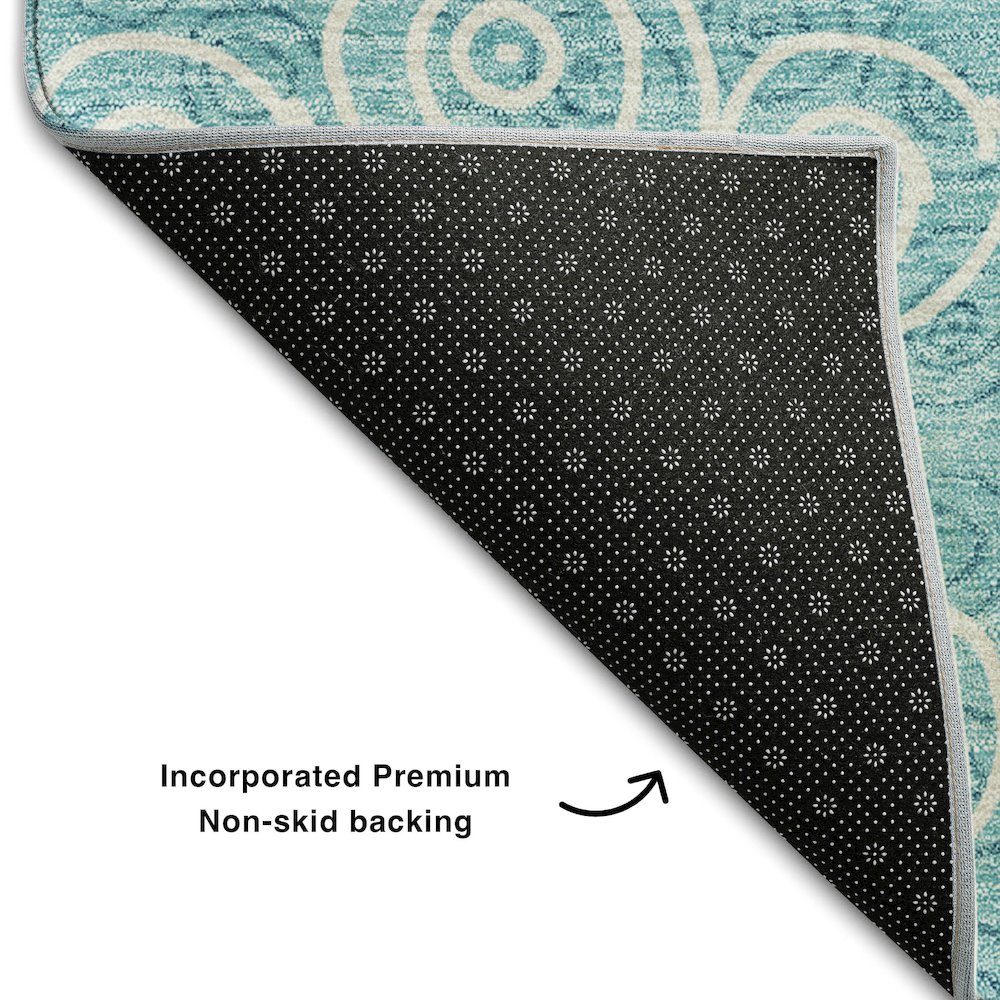 Premium Machine Washable Mayfield AMF728 Teal 3' x 5' Rug. Picture 2
