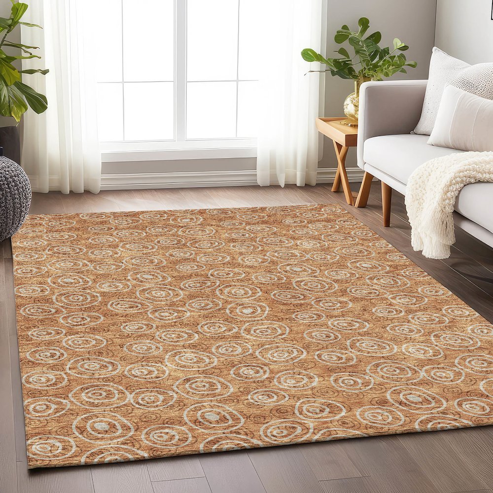 Premium Machine Washable Mayfield AMF728 Terracotta 8' x 10' Rug. Picture 5