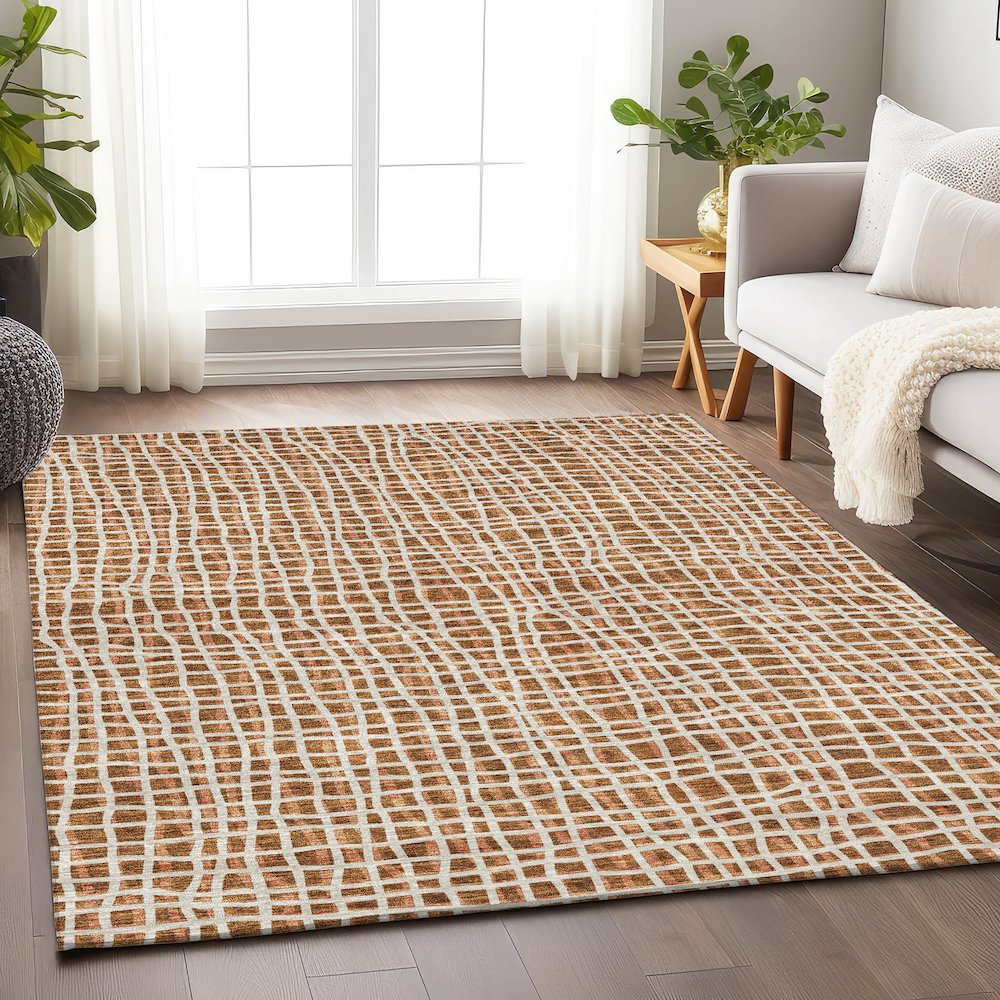 Premium Machine Washable Mayfield AMF729 Paprika 8' x 10' Rug. Picture 5