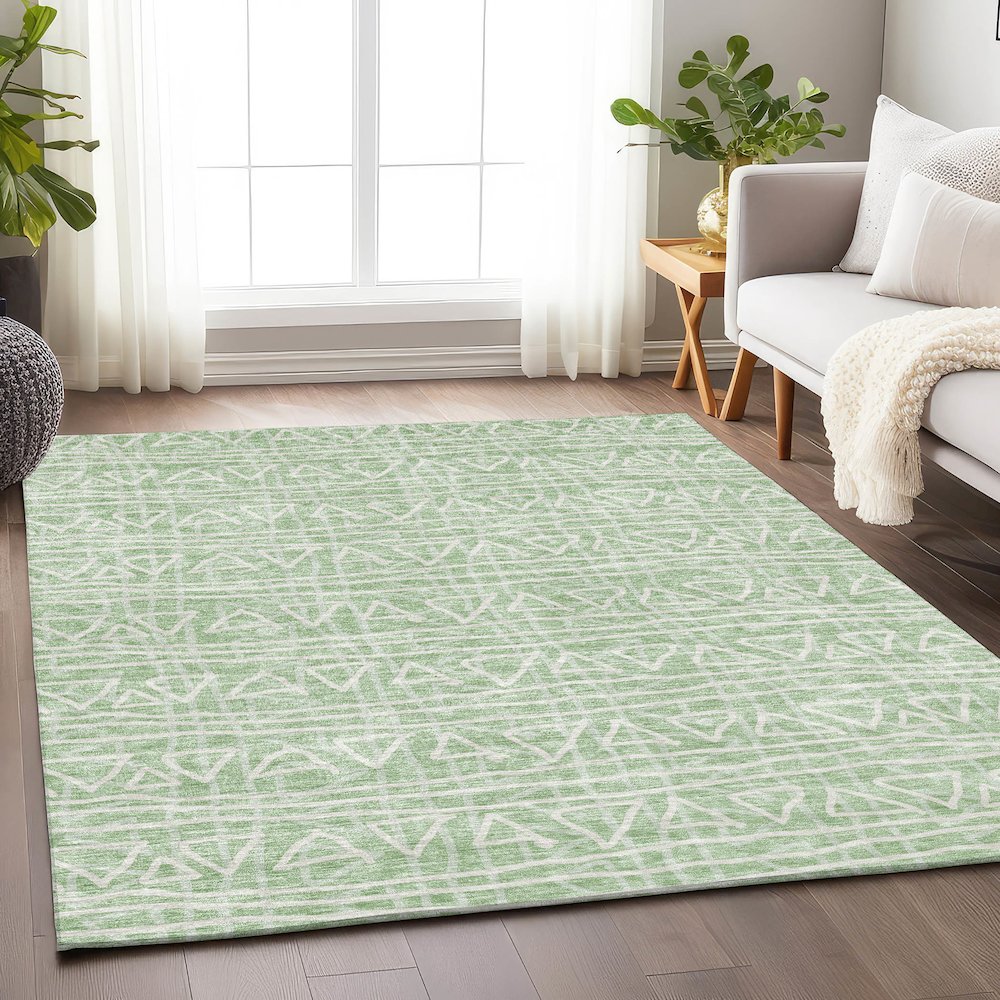 Premium Machine Washable Mayfield AMF730 Mint 8' x 10' Rug. Picture 5