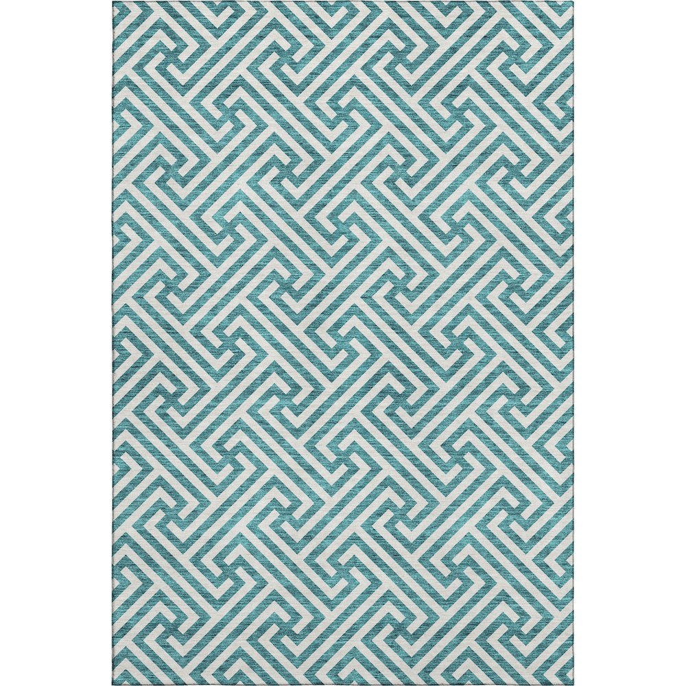 Premium Machine Washable Mayfield AMF731 Teal 8' x 10' Rug. Picture 1
