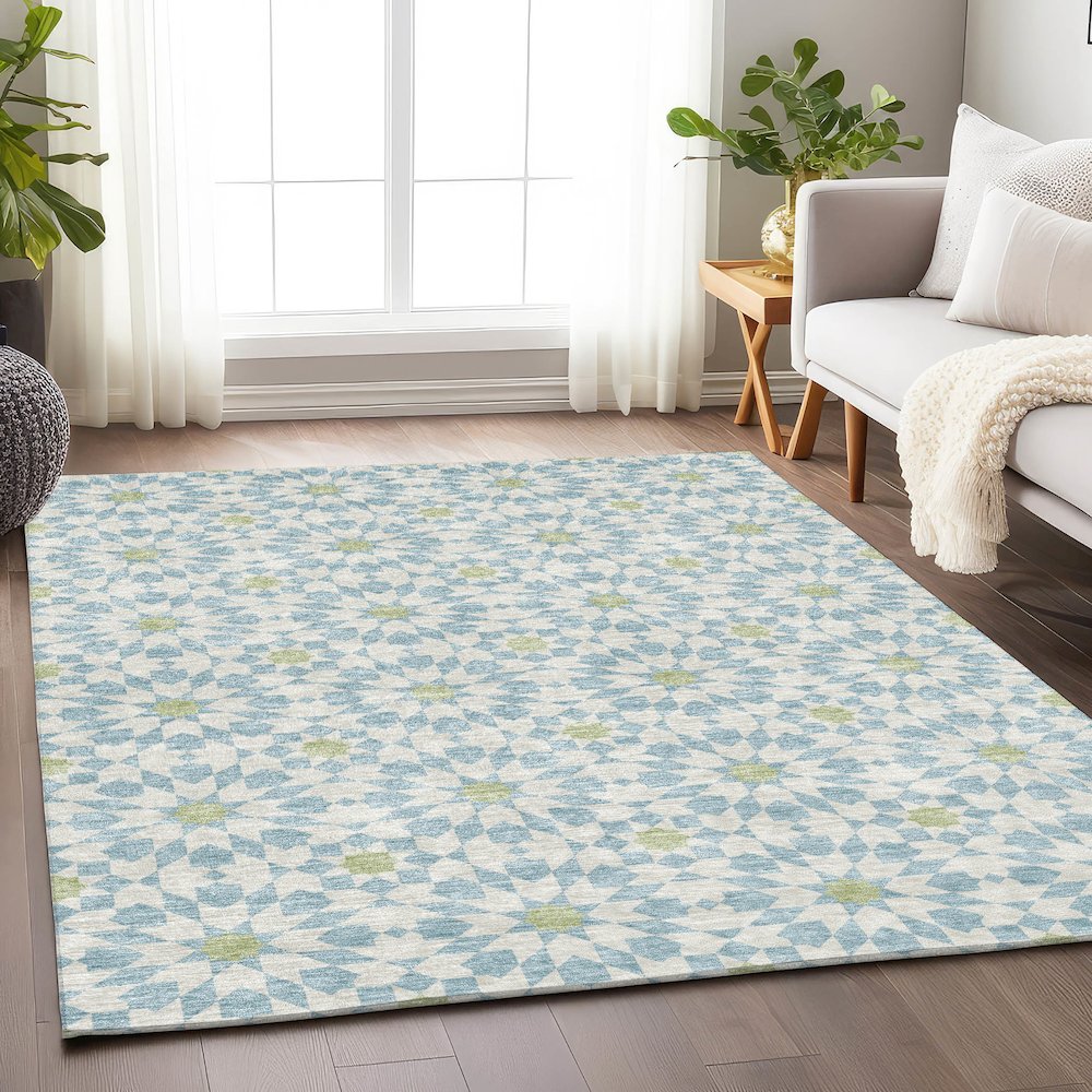 Premium Machine Washable Mayfield AMF734 Sky 8' x 10' Rug. Picture 5