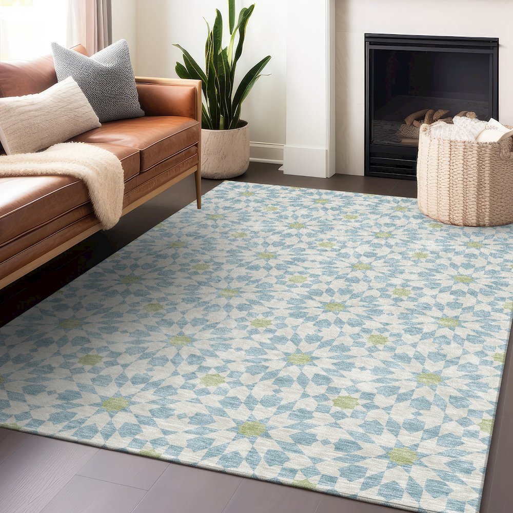 Premium Machine Washable Mayfield AMF734 Sky 8' x 10' Rug. Picture 6