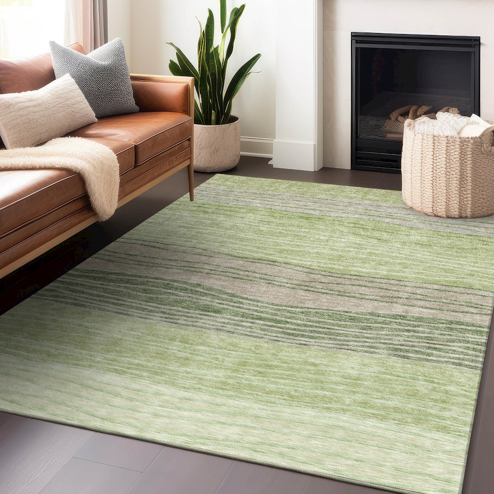 Premium Machine Washable Mayfield AMF735 Aloe 8' x 10' Rug. Picture 6