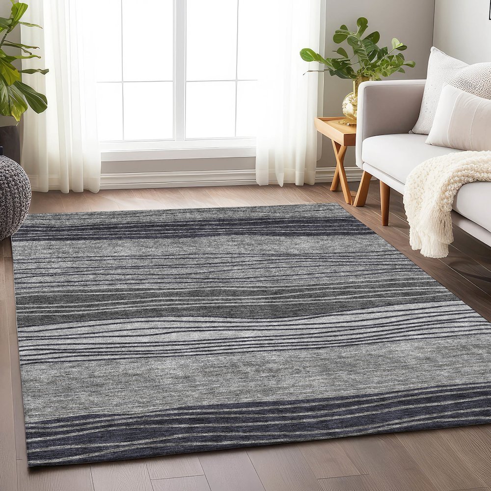 Premium Machine Washable Mayfield AMF735 Gray 8' x 10' Rug. Picture 5