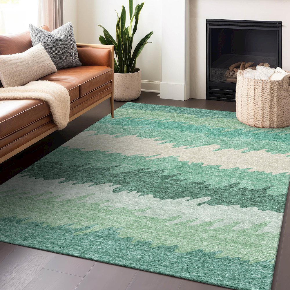 Premium Machine Washable Mayfield AMF736 Sage 8' x 10' Rug. Picture 6