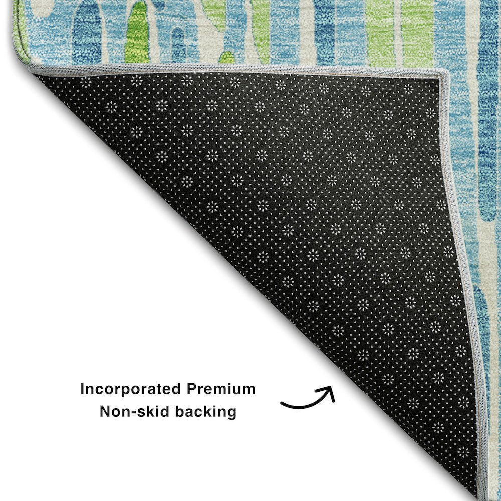 Premium Machine Washable Mayfield AMF739 Aqua 3' x 5' Rug. Picture 2