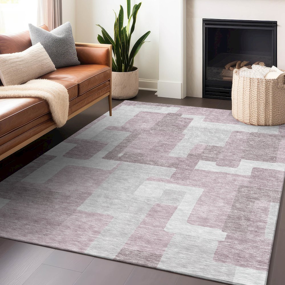 Premium Machine Washable Mayfield AMF740 Blush 8' x 10' Rug. Picture 6