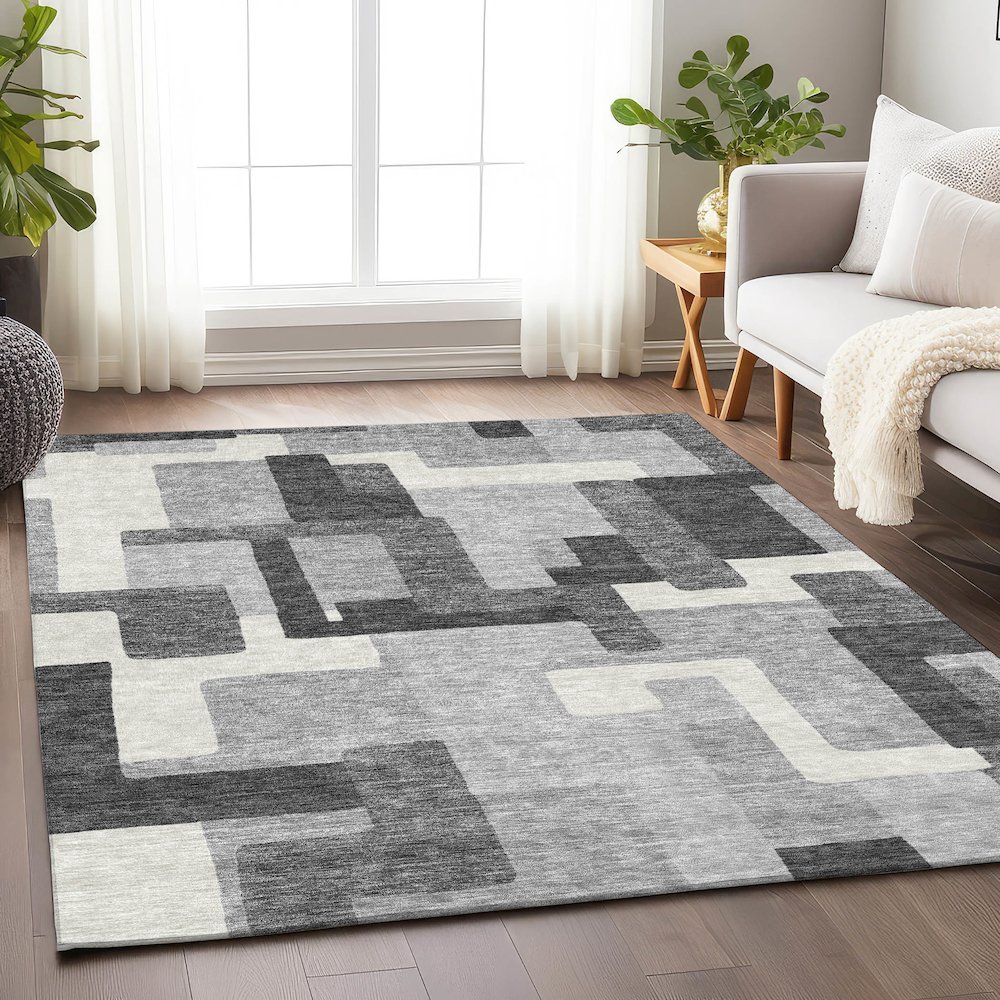 Premium Machine Washable Mayfield AMF740 Gray 8' x 10' Rug. Picture 5