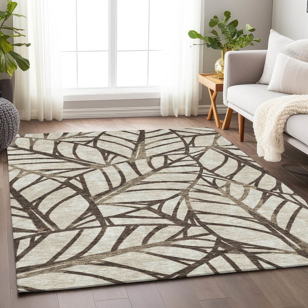 Premium Machine Washable Mayfield AMF741 Chocolate 8' x 10' Rug. Picture 5