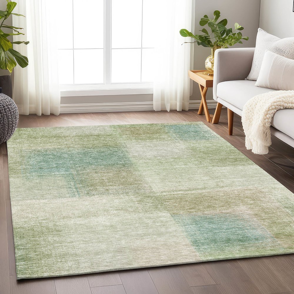 Premium Machine Washable Mayfield AMF742 Aloe 8' x 10' Rug. Picture 5