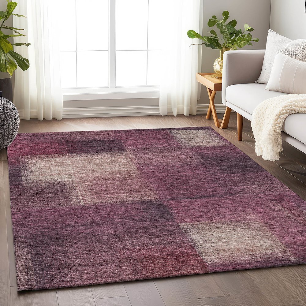 Premium Machine Washable Mayfield AMF742 Plum 8' x 10' Rug. Picture 5
