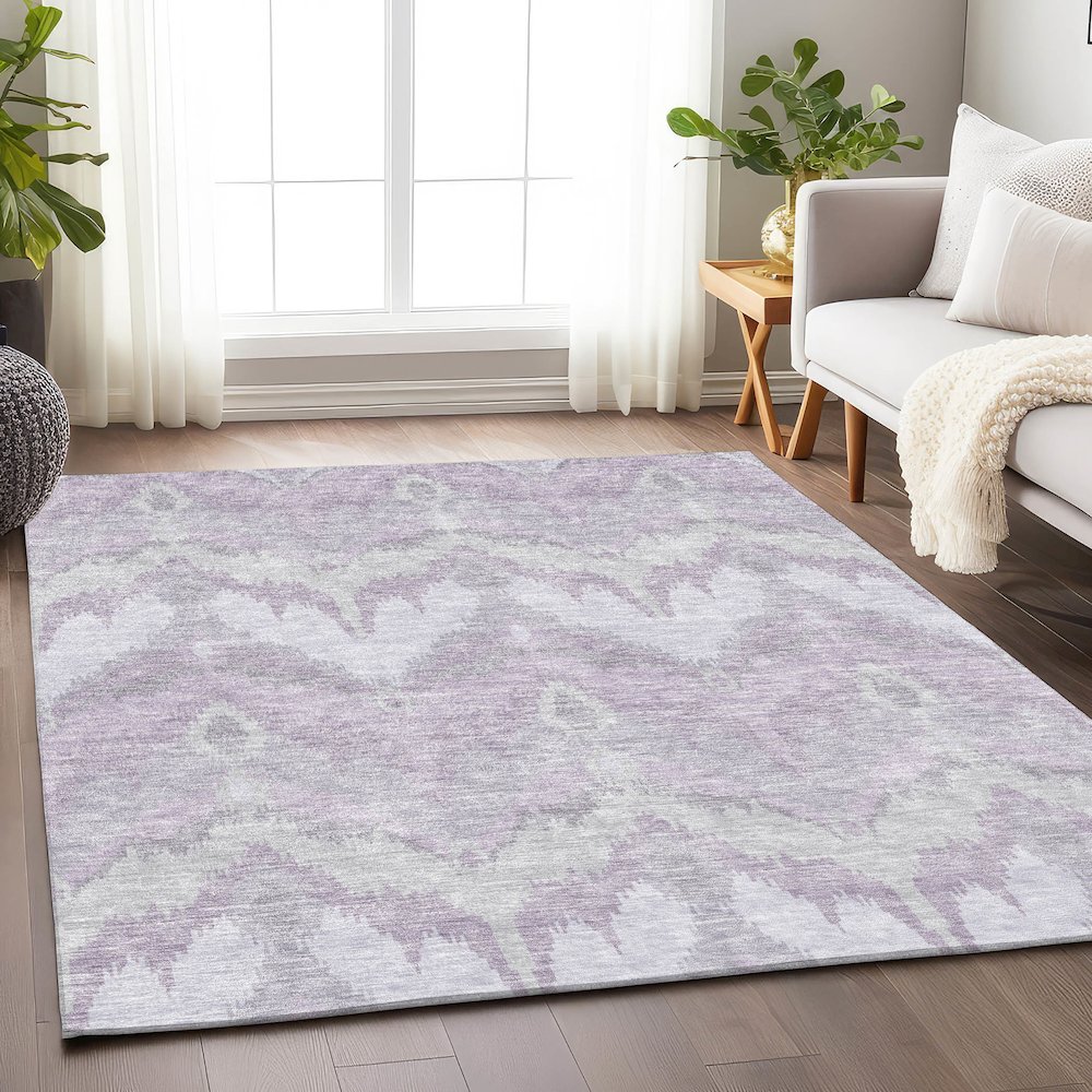 Premium Machine Washable Mayfield AMF743 Lavender 8' x 10' Rug. Picture 5
