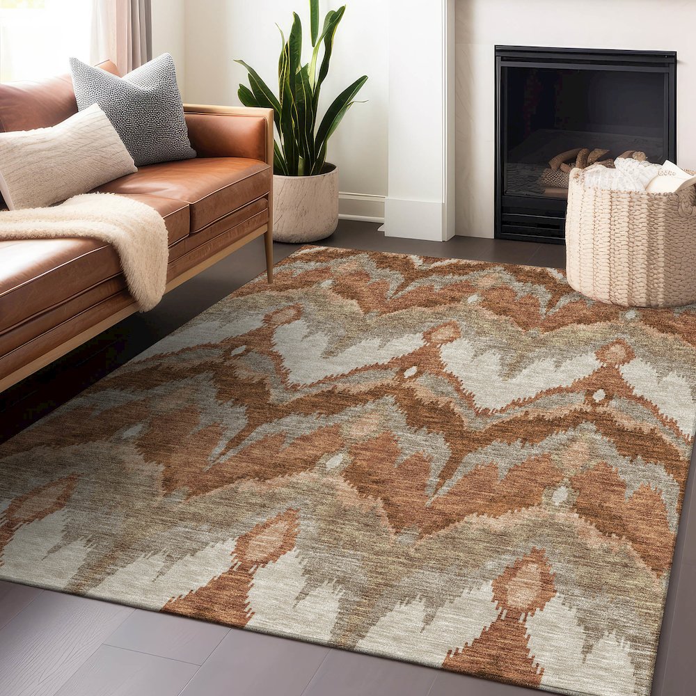 Premium Machine Washable Mayfield AMF743 Paprika 8' x 10' Rug. Picture 6
