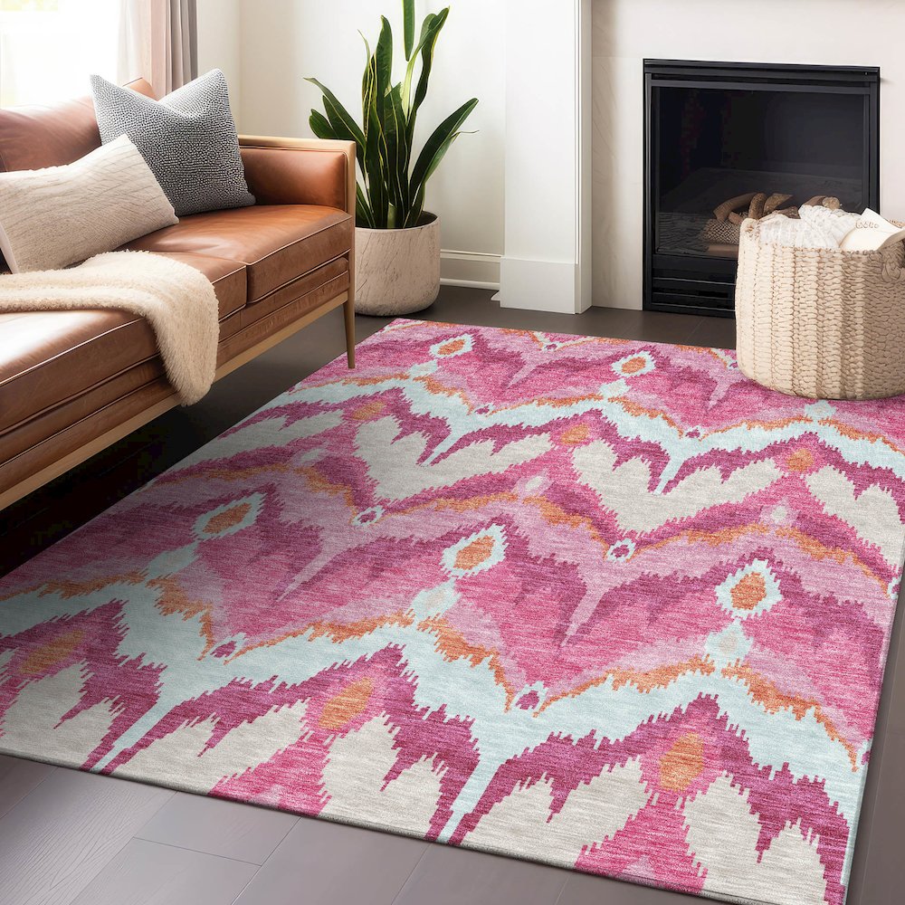 Premium Machine Washable Mayfield AMF743 Pink 8' x 10' Rug. Picture 6