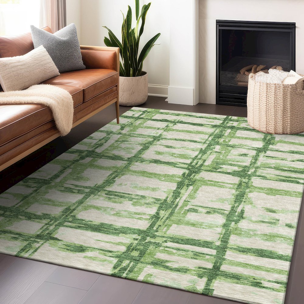 Premium Machine Washable Mayfield AMF745 Green 8' x 10' Rug. Picture 6
