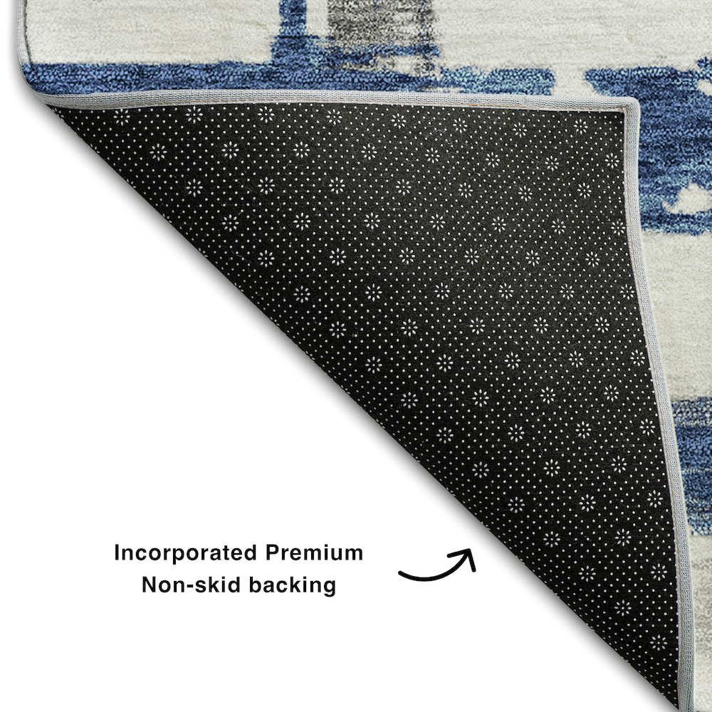 Premium Machine Washable Mayfield AMF745 Navy 3' x 5' Rug. Picture 2